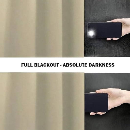 Premium Cream Blackout Curtains Set of 2 | Plain Solid Window & Door Curtains | Heavy Quality for Home