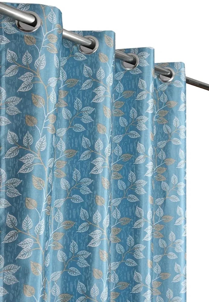 Aqua Room Darkening Curtains Set of 2 | Heavy Quality Polyester Eyelet Curtains for Door & Window | MSM Collection