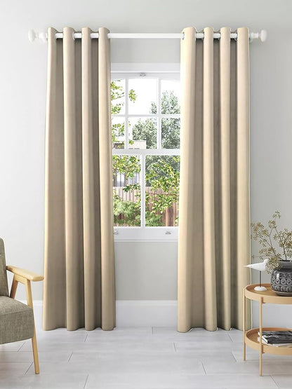 Premium Cream Blackout Curtains Set of 2 | Plain Solid Window & Door Curtains | Heavy Quality for Home
